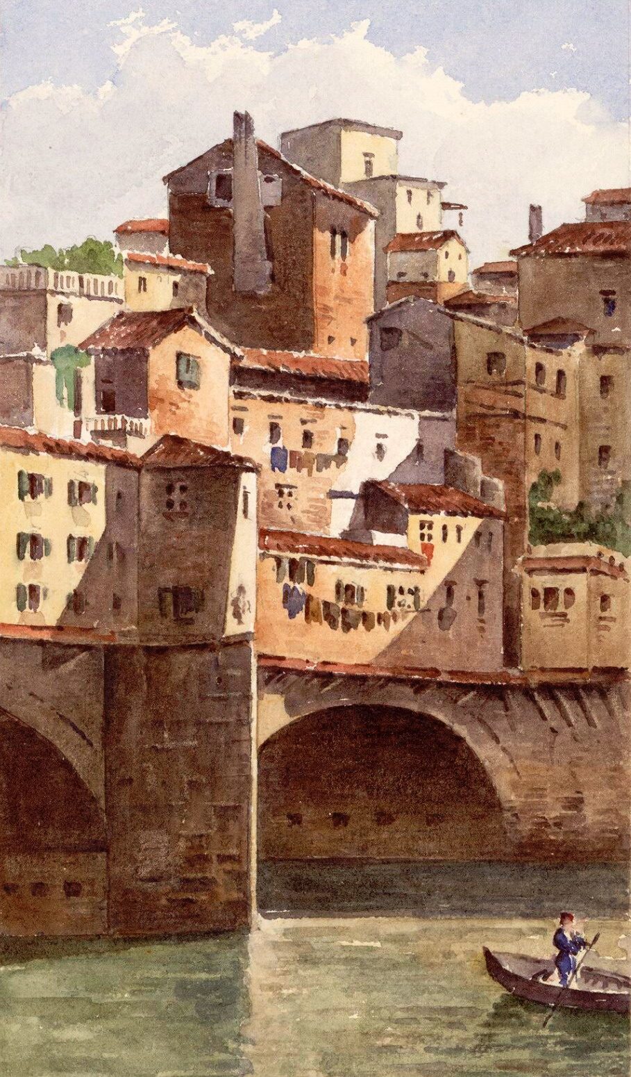 Joannes Josephus Vervloet (1790-1869), “Veduta di Firenze” (Vue du Ponte Vecchio et de l’Arno à Florence), Anni Venti-Sessanta del XIX secolo, acquerello su carta (particolare). Parigi (Île-de-France – Francia), Biblioteca Nazionale di Francia